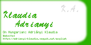 klaudia adrianyi business card